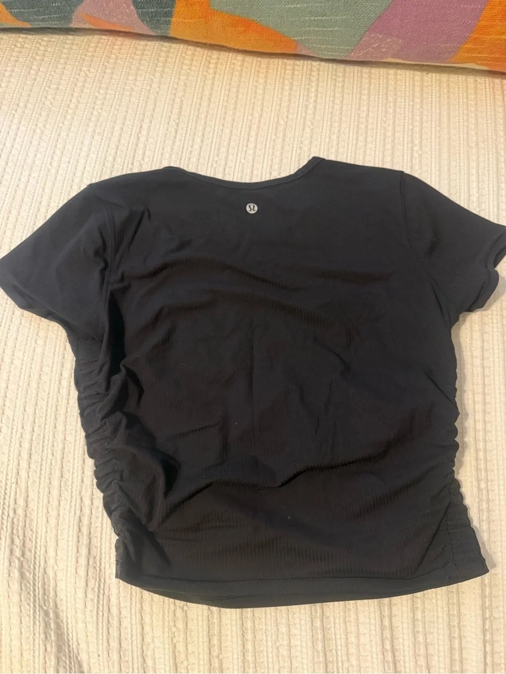 lululemon athletica Black Ribbed Short Sleeve Crop Top